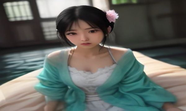 水下艺术摄影美女裸照，蓝色泳池中飘逸的长发与肢体形成梦幻画面，折射光线在皮肤上留下波光粼粼的纹路